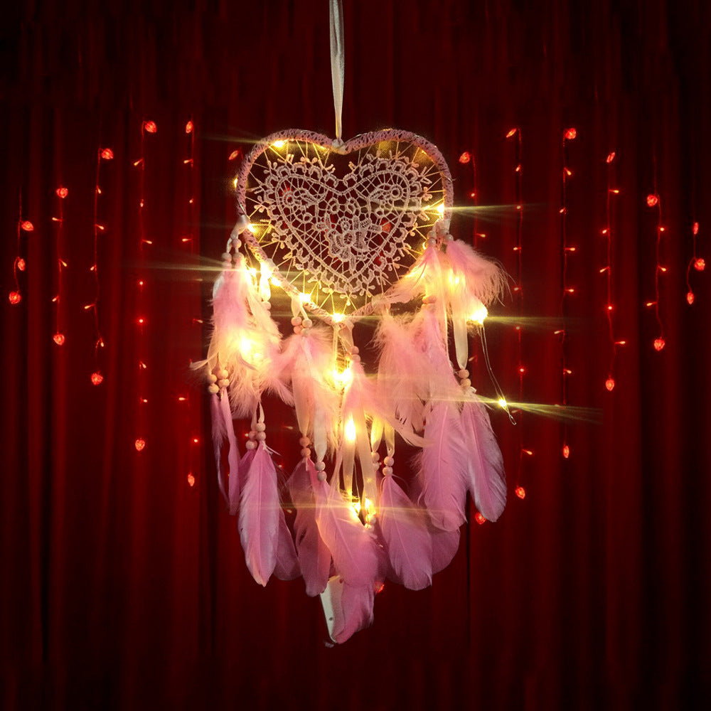 Venta al por mayor Atrapasueños De Plumas De Corazón Hueco De Navidad